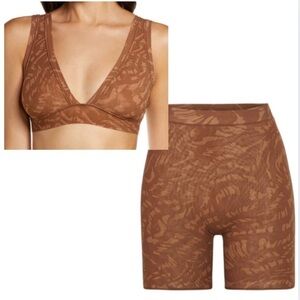 SKIMS BROWN MESH SHORT SET